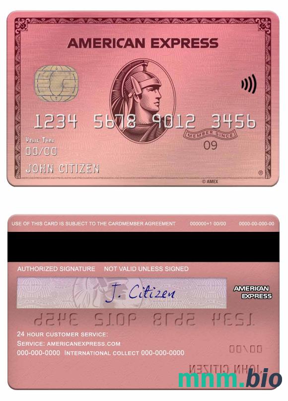 USA Capital One bank amex rose złoto karta przykład w formacie PSD